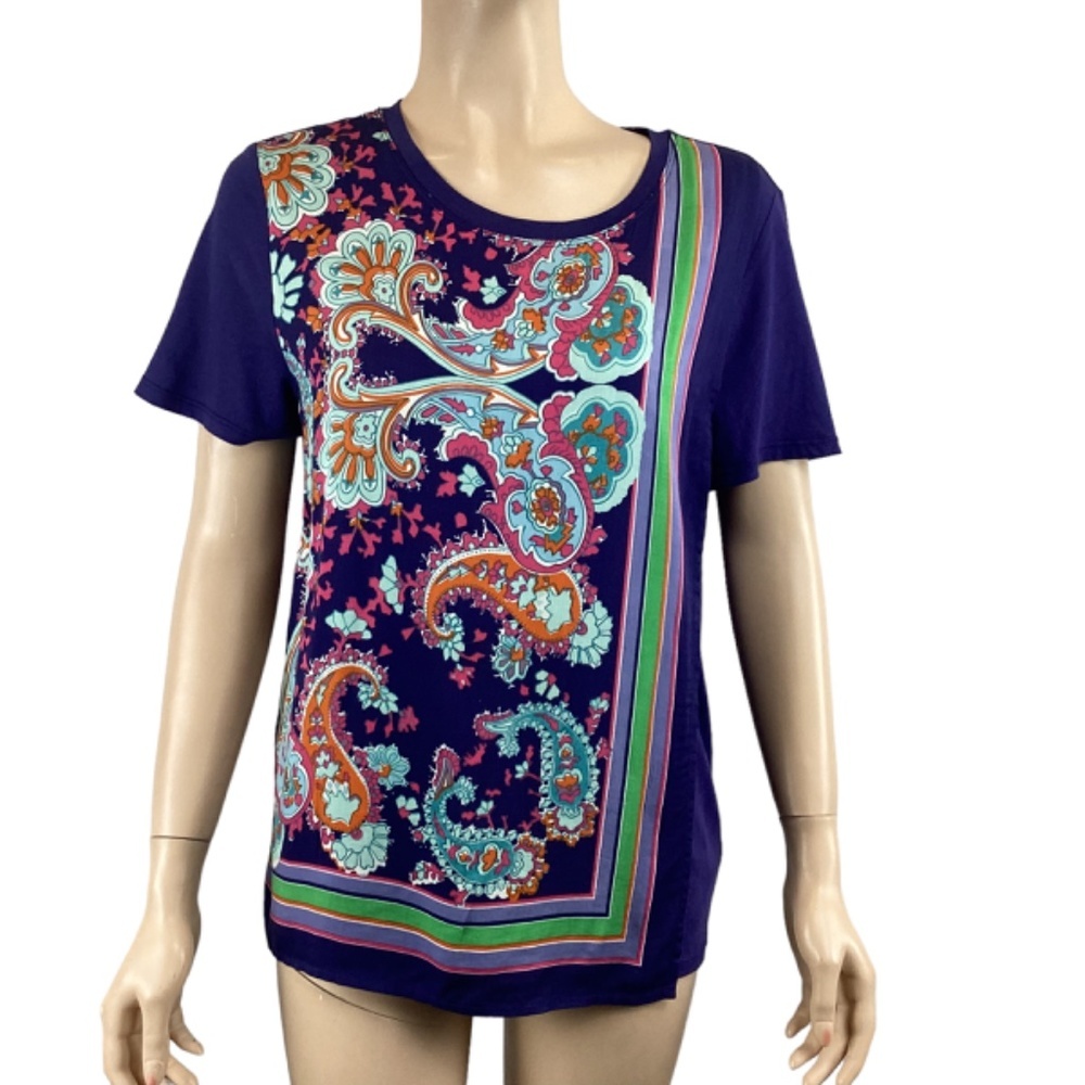 Maeve Anthropologie Maddie Printed Top Size Small Paisley Print Stretch Blouse - Picture 3 of 11